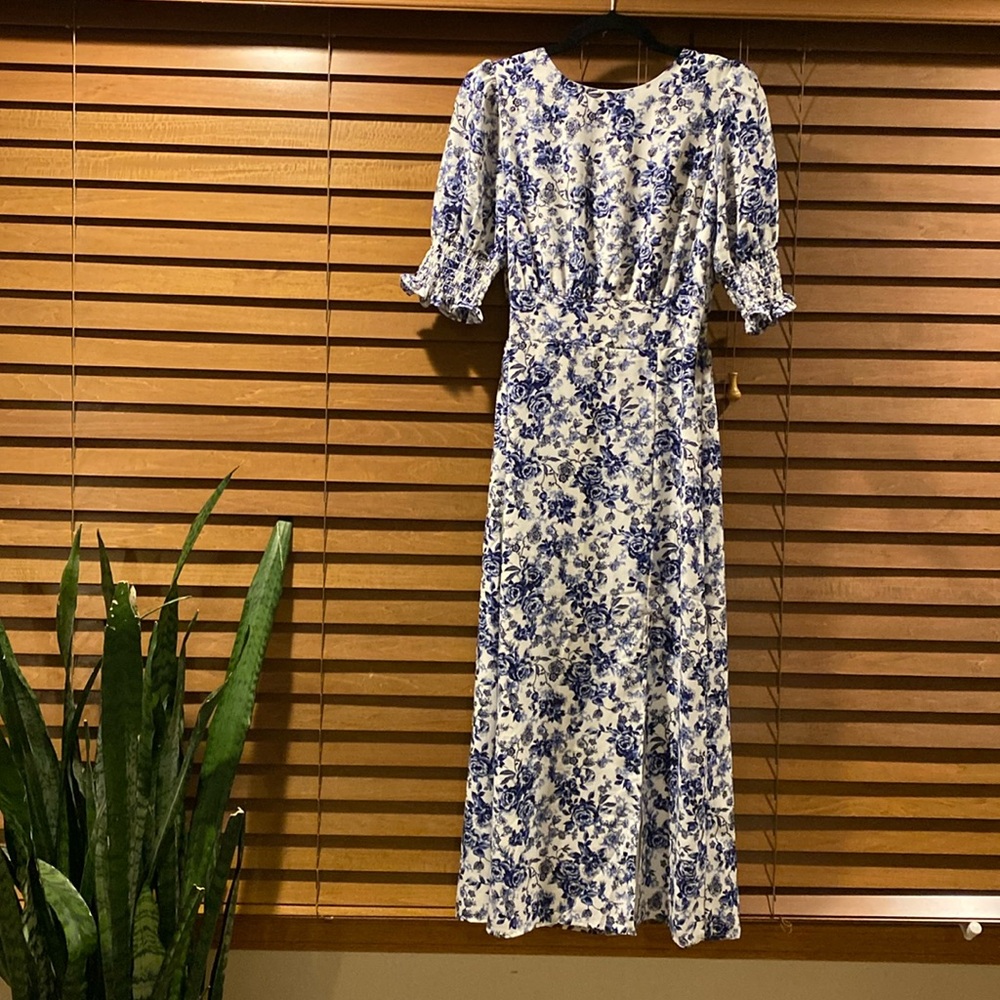 Baltic Born Blue and White Puff Sleeve Sundress
